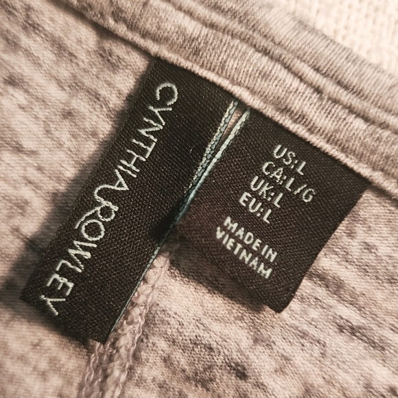 Cynthia Rowley Tee T-Shirt Heathered Grey Chest Pocket Women's Large L Cuffed - Picture 9 of 10